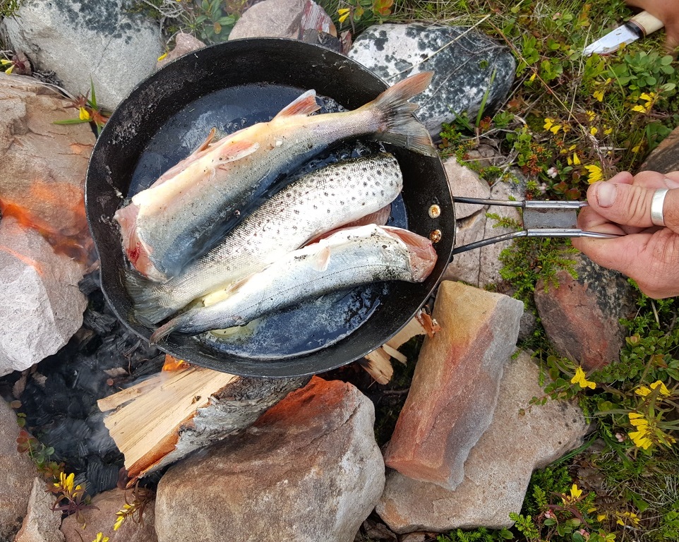 fishing cooking camp fire